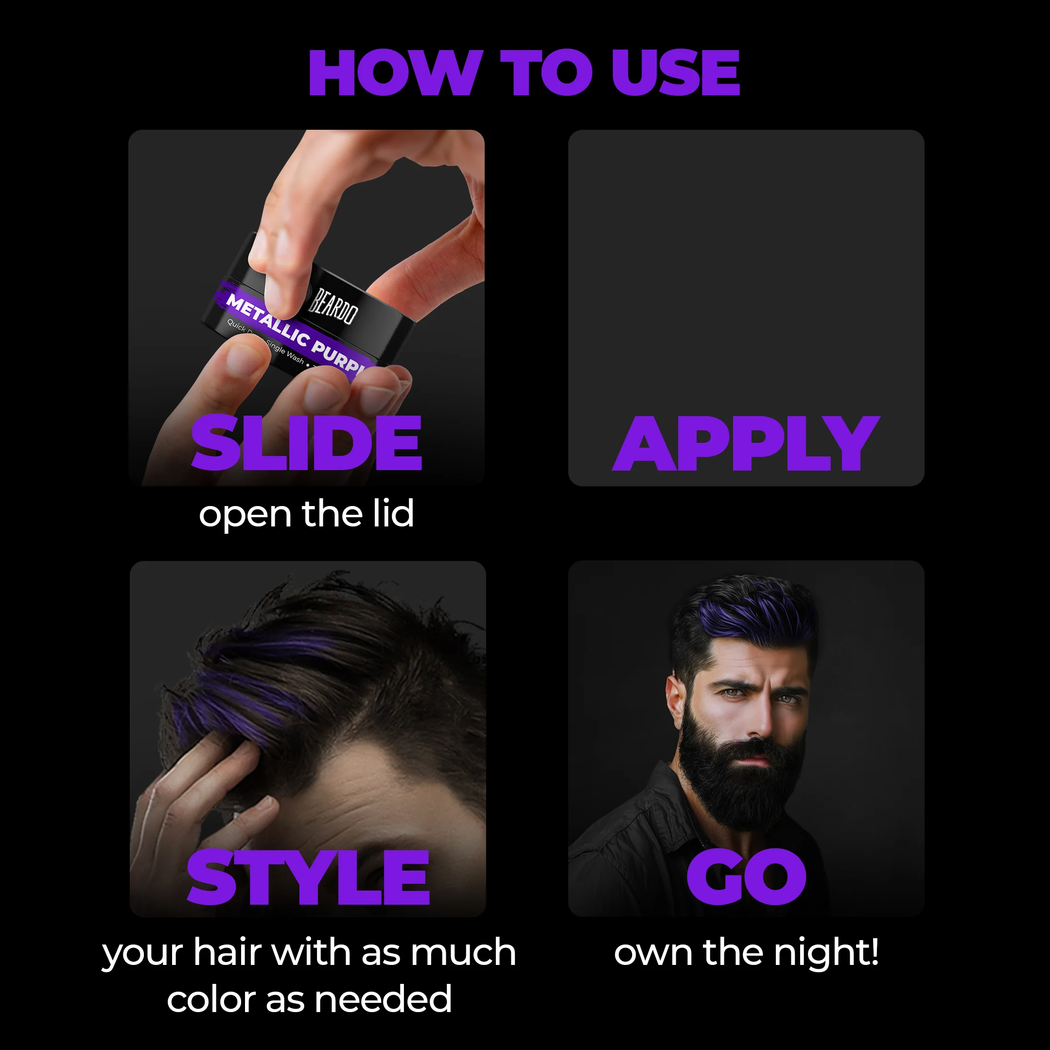 Dye Hard Temporary Hair Color Metallic Purple (25g) - Image 5