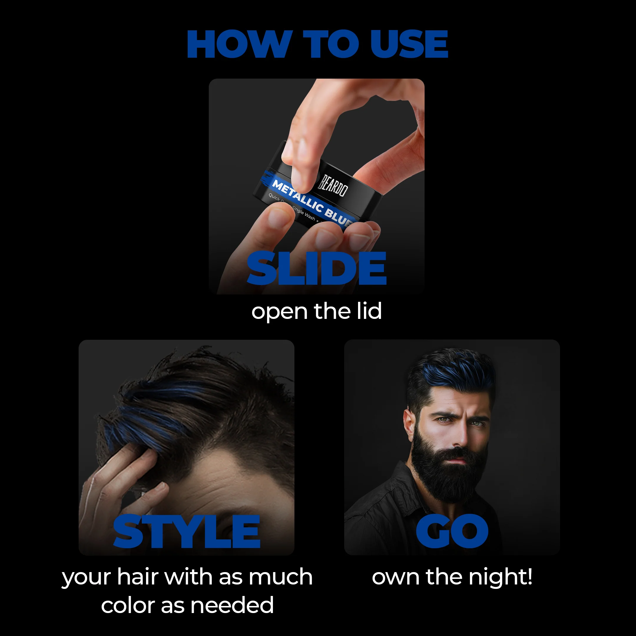 Dye Hard Temporary Hair Color Metallic Blue - Image 4